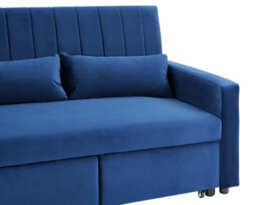 Home Detail Devon 3 Seater Storage Chaise Pull Out Fabric Blue Velvet Sofa Bed - thumbnail 8