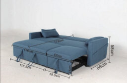 Home Detail Devon 3 Seater Storage Chaise Pull Out Fabric Blue Velvet Sofa Bed - thumbnail 7