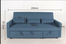 Home Detail Devon 3 Seater Storage Chaise Pull Out Fabric Blue Velvet Sofa Bed - thumbnail 5