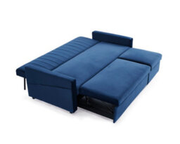 Home Detail Devon 3 Seater Storage Chaise Pull Out Fabric Blue Velvet Sofa Bed - thumbnail 3