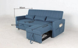 Home Detail Devon 3 Seater Storage Chaise Pull Out Fabric Blue Velvet Sofa Bed - thumbnail 6