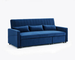 Home Detail Devon 3 Seater Storage Chaise Pull Out Fabric Blue Velvet Sofa Bed - thumbnail 2