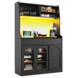 Matteo Black Tall Sideboard Cabinet With Smart Led Lighting, Adjustable Shelves & 2 Drawers (180Cm) - thumbnail 8