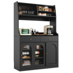 Matteo Black Tall Sideboard Cabinet With Smart Led Lighting, Adjustable Shelves & 2 Drawers (180Cm) - thumbnail 7