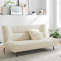 Bravich Cirrus Click Clack 2 Seater Small Double Sofa Bed - Cream Boucle - thumbnail 1