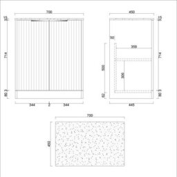 Royal Bathrooms Evora 700mm Sage Green Fluted Floor Standing Countertop Vanity Unit 2 Door With Milan Black Basin - thumbnail 4