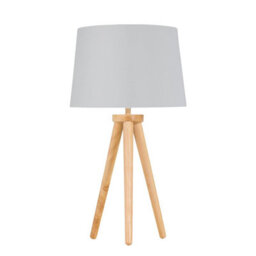 First Choice Lighting Voyage - Light Oak Table Lamp Bedside Light With White & Silver Shade - thumbnail 1