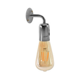 Ledsone Chrome Metal Industrial Wall Sconce H13Cm Vintage Style E27 Indoor Light With Bulb - thumbnail 1