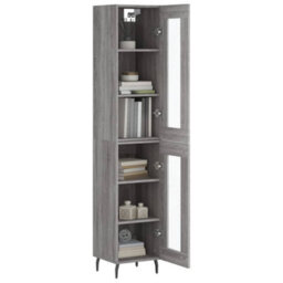 Berkfield Highboard Grey Sonoma 34.5X34X180 Cm Engineered Wood - thumbnail 3