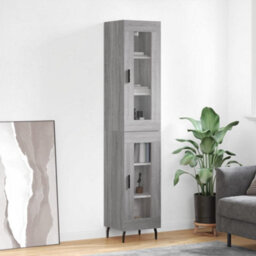 Berkfield Highboard Grey Sonoma 34.5X34X180 Cm Engineered Wood - thumbnail 1