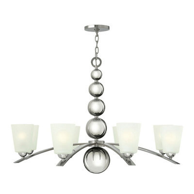 Elegant 8 Bulb Chandelier Ceiling Light In Highly Polished Nickel Finish