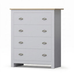 Afn Home Ossotto Country Style 3 Piece Bedroom Set, 2 Door Wardrobe, 4 Drawer Chest & 2 Drawer Bedside Cabinet,white/oak - thumbnail 3