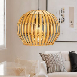 BMBO Bambo Wicker Scandi Ceiling Light Pendant Shade Natural Brown - thumbnail 5