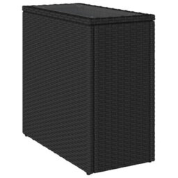 Berkfield Garden Side Table With Glass Top Black 58X27.5X55 Cm Poly Rattan - thumbnail 7