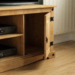 2 Door 1 Shelf Flat Screen Tv Unit Mexican Solid Waxed Pine Display Stand - thumbnail 3