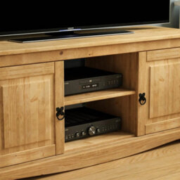 2 Door 1 Shelf Flat Screen Tv Unit Mexican Solid Waxed Pine Display Stand - thumbnail 4