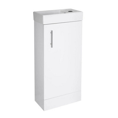 Bathroom Compact Basin Sink Vanity Unit In White 400mm Bathr - image 1