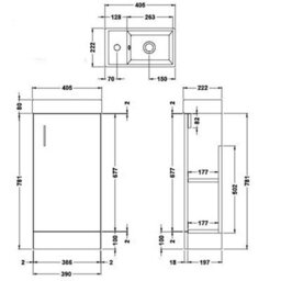 Bathroom Compact Basin Sink Vanity Unit In White 400mm  Bathr - thumbnail 6