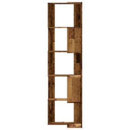 Vidaxl Corner Bookcase 5-Tier Old Wood 50X50X179 Cm Engineered Wood - thumbnail 4