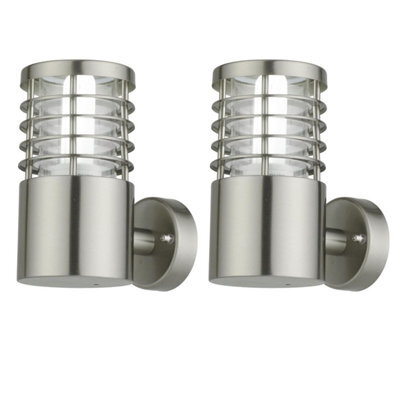 First Choice Lighting Set Of 2 Bloom Brushed Stainless Steel Outdoor Wall Lights - image 1