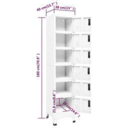 Vidaxl Locker Cabinet White 38X40X180 Cm Steel - thumbnail 8