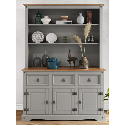 Mercers Furniture Corona Dresser Grey Large Buffet Hutch Welsh Solid Wood Mexican Pine - image 1
