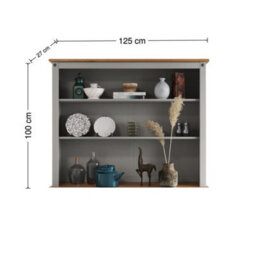 Mercers Furniture Corona Grey Wax 3 Door 3 Drawer Dresser Large Buffet Hutch Open Storage Solid Wood Mexican Pine Wooden Kitchen Dining Room - thumbnail 6