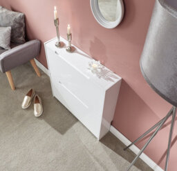 Gfw Narrow High Gloss 2 Tier Shoe Cabinet White - thumbnail 3