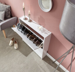 Gfw Narrow High Gloss 2 Tier Shoe Cabinet White - thumbnail 4