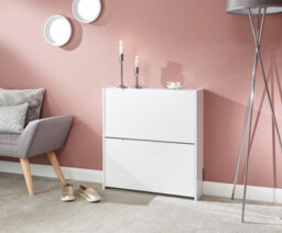 Gfw Narrow High Gloss 2 Tier Shoe Cabinet White