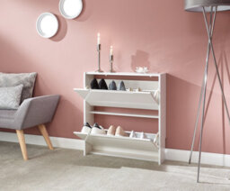 Gfw Narrow High Gloss 2 Tier Shoe Cabinet White - thumbnail 2