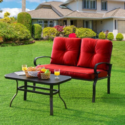 Costway 2Pcs Outdoor Conversation Set Loveseat Patio Beach W/ Coffee Table& Soft Cushion - thumbnail 8