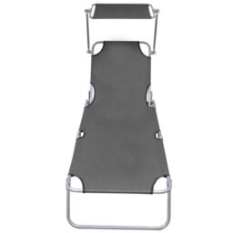 Walplus Folding Sun Lounger With Canopy Grey Aluminium - thumbnail 3