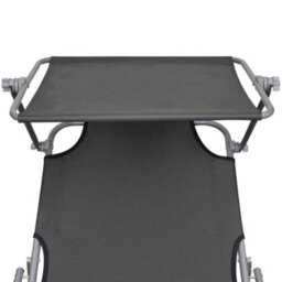 Walplus Folding Sun Lounger With Canopy Grey Aluminium - thumbnail 6