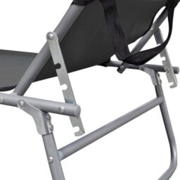 Walplus Folding Sun Lounger With Canopy Grey Aluminium - thumbnail 5