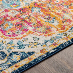 Livabliss Floransa-Vintage Orange Blue Pink Cream Traditional Boho Living Dining Bedroom Rug 160 X 215 Cm Easy Care, Non Shedding - thumbnail 3