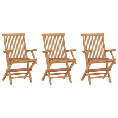 Folding Garden Chairs 3 Pcs Solid Teak Wood - image 1