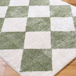 Livabliss Fossay Shaggy-Washable Beige Green High Pile Diamond Living Bedroom Rug 120 X 170 Cm Easy Care, Non Shedding - thumbnail 6