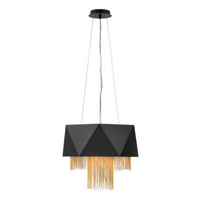 Luminosa Lighting Elstead Zuma 6 Light Pendant, Satin Black, Gold, E27 - image 1