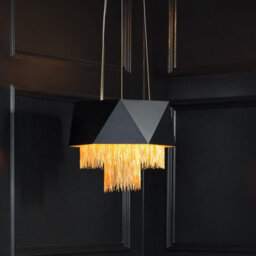 Luminosa Lighting Elstead Zuma 6 Light Pendant, Satin Black, Gold, E27 - thumbnail 5