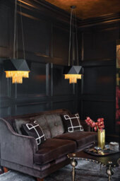 Luminosa Lighting Elstead Zuma 6 Light Pendant, Satin Black, Gold, E27 - thumbnail 2