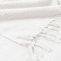 Ehc Waffle Cotton Woven King Size Sofa Throw 3 Seater Sofa/ Chair/ Double Bed, 228 X 254 Cm, Ivory - thumbnail 2