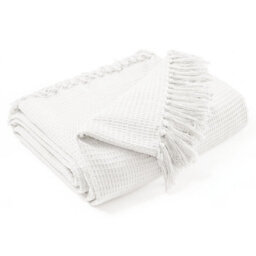 Ehc Waffle Cotton Woven King Size Sofa Throw 3 Seater Sofa/ Chair/ Double Bed, 228 X 254 Cm, Ivory - thumbnail 1
