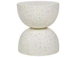 Beliani Off-White Terrazzo Accent Side Table - Round Outdoor-Ready End Table 40Cm X 46Cm