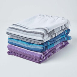 Homescapes Cotton Morocco Striped Blue Throw, 255 X 360 Cm - thumbnail 7