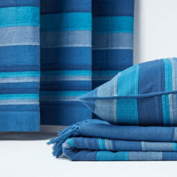 Homescapes Cotton Morocco Striped Blue Throw, 255 X 360 Cm - thumbnail 6