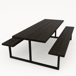 TRL Handmade Furniture Outdoor Slatted Picnic Table With Fixed Benches - Jacobean - thumbnail 2
