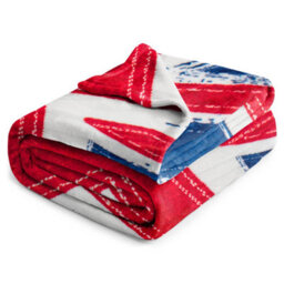 Velosso Supersnug Thermal Warm Fleece Throw Blanket In Vibrant Union Jack Style, Ideal For Bed Or Couch, 127Cm X 152Cm - Red And Blue