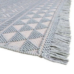 Duck Egg Geometric Kilim Luxurious Modern Wool Moroccan Wool Hand Made Rug For Dining Room Bedroom & Living Room-200Cm X 280Cm - thumbnail 5