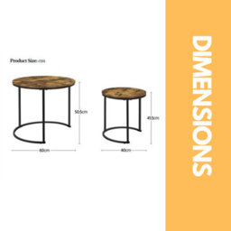 Pirlo Plush Set Of 2 Round Nesting Tables Rustic Brown - thumbnail 5